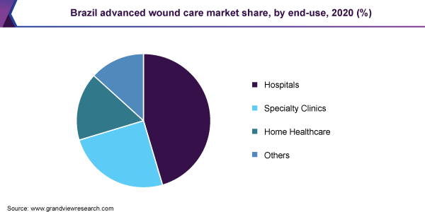 2020年，按最终用途划分的巴西高级伤口护理市场份额(%)