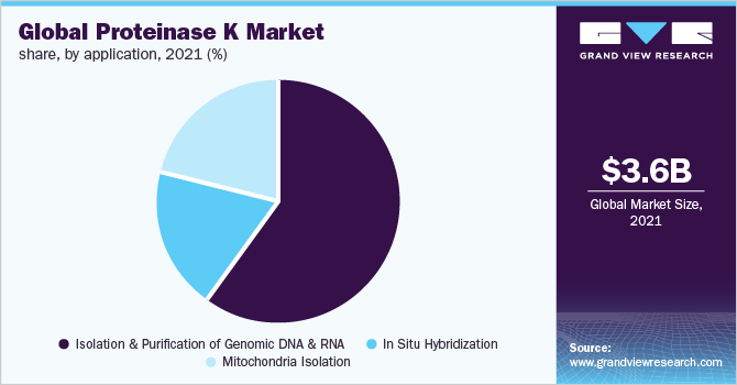 全球蛋白酶K市场份额，按应用程序分列，2021年(%)